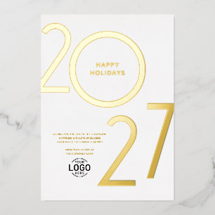 Logo Modern Weiße Geschäftskarte 2027 Holiday Gold Folieneinladung