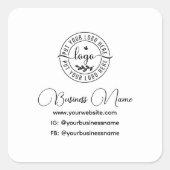 Logo Moderne schwarze und weiße Social Media Handy Quadratischer Aufkleber (Vorderseite)