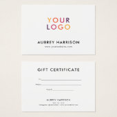 Logo Modernes Berufliches Geschenkzertifikat (Vorne & Hinten)