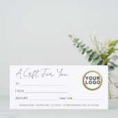 Logo Modernes Elegant | White Gift Certificate (Stehend Vorderseite)