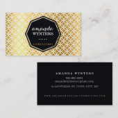 LOGO Modernes Geo-Kreismuster Goldfolie-Oktagon Visitenkarte (Vorne/Hinten)