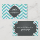 LOGO Modernes Herringbone-Muster grau türkis Visitenkarte (Vorne/Hinten)