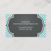 LOGO Modernes Herringbone-Muster grau türkis Visitenkarte (Rückseite)