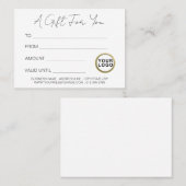 Logo Modernes Minimalistisches Weißes Geschenkzert Visitenkarte (Vorne/Hinten)