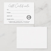 Logo Modernes, weißes Geschenkgutachten Visitenkarte (Vorne/Hinten)