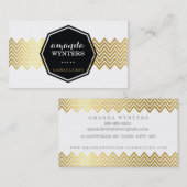 LOGO Modernes Zickzack Muster Goldfolienkatalog Visitenkarte (Vorne/Hinten)