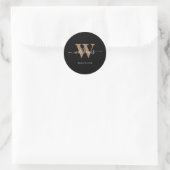 Logo Monogram Black Gold Script Initial Runder Aufkleber (Tasche)