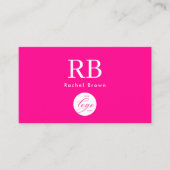 Logo Monogram Hot Pink Minimalistischer QL-Code Visitenkarte (Vorderseite)