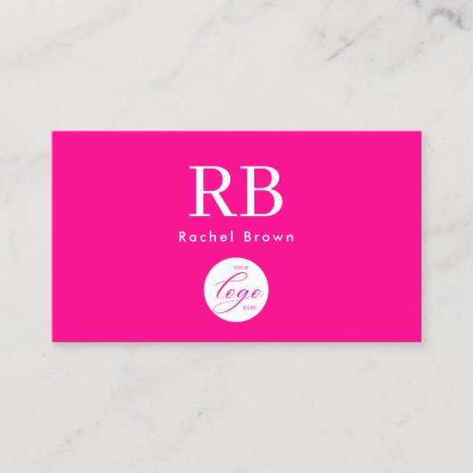 Logo Monogram Hot Pink Minimalistischer QL-Code Visitenkarte (Vorderseite)