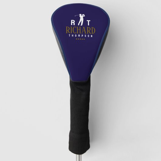 Logo-Monogramm für coole Golfer Blau Golf Headcover (Vorderseite)