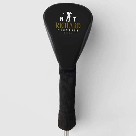 Logo Monogramm für coole Golfer schwarz Golf Headcover (Vorderseite)