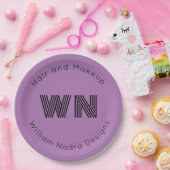 Logo-Monogramm lila Papier Pappteller (Party)
