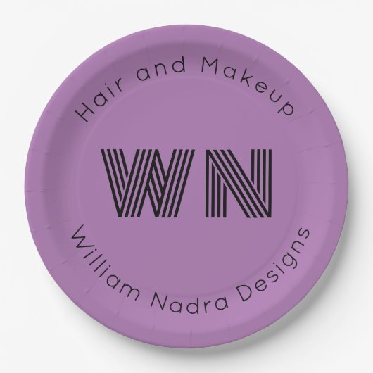 Logo-Monogramm lila Papier Pappteller (Vorderseite)