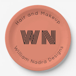 Logo-Monogramm rosafarbenes Rundpapier Pappteller