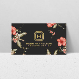 Logo-Monogramm Vintager Blumendesigner Visitenkarte