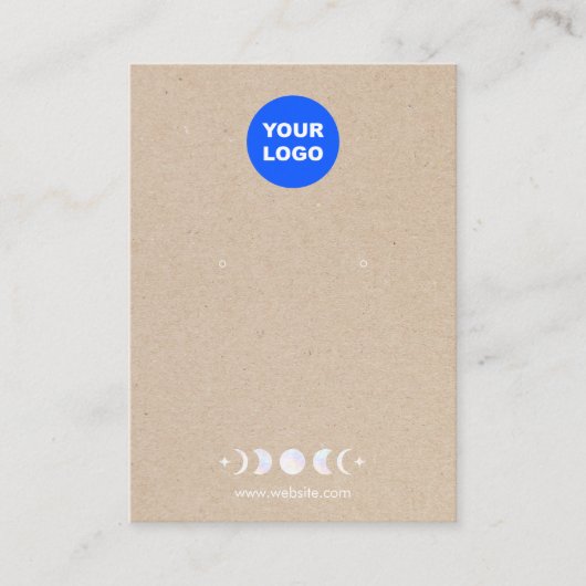 Logo Moon Phones Earring Display Tan Kraft Visitenkarte (Vorderseite)