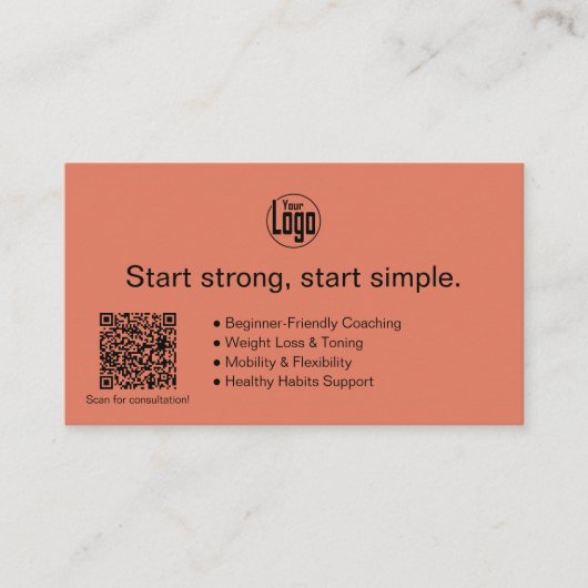 Logo Motto Services Burnt Orange Personal Trainer Visitenkarte (Vorderseite)