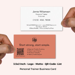 Logo Motto Services Burnt Orange Personal Trainer Visitenkarte
