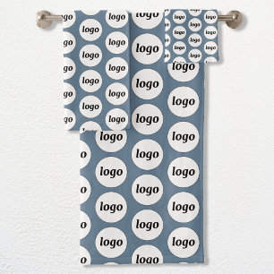 Logo Muster Business Branding Dusty Blue Badhandtuch Set