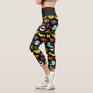 Logo-Muster der Chibi Justice League Capri Leggings