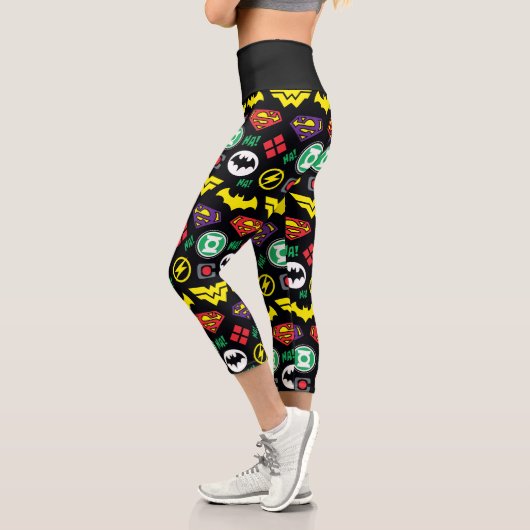 Logo-Muster der Chibi Justice League Capri Leggings (Links)