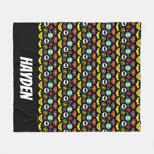 Logo-Muster der Chibi Justice League Fleecedecke (Vorderseite (Horizontal))