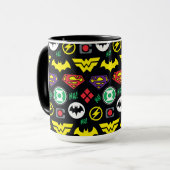 Logo-Muster der Chibi Justice League Tasse (Vorderseite Links)
