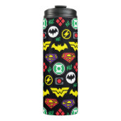 Logo-Muster der Chibi Justice League Thermosbecher (Vorderseite)