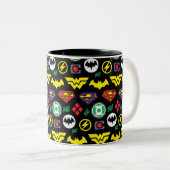 Logo-Muster der Chibi Justice League Zweifarbige Tasse (VorderseiteRechts)