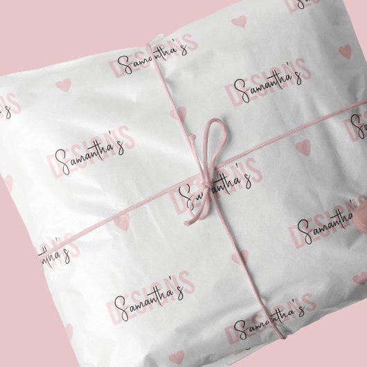 Logo-Muster der Firma Feminine Pink & White Seidenpapier