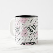 Logo-Muster für Supergirl Pink und Weiß Zweifarbige Tasse (Vorderseite Links)