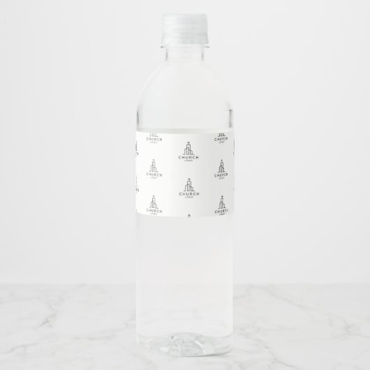 Logo Muster Kirche Wasser Etikett (Vorderseite)