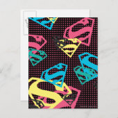 Logo-Muster und Polka-Punkte für Supergirl Postkarte (Vorne/Hinten)