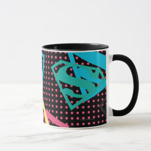 Logo-Muster und Polka-Punkte für Supergirl Tasse