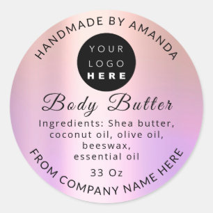 Logo Name Body Butter Balm Hautpflege Butter Rose Runder Aufkleber