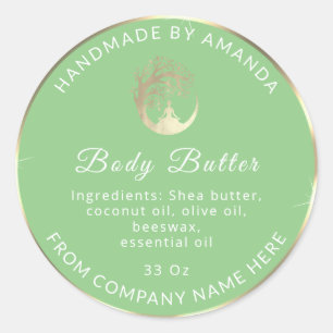 Logo Name Body Butter Cosmetic Gold Green Classic Runder Aufkleber