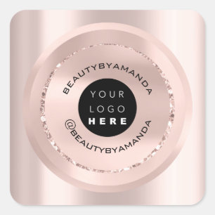Logo Name Body Makeup Produktverpackung Rose Quadratischer Aufkleber