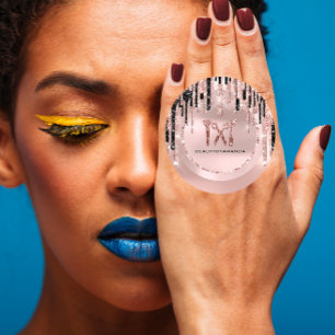 Logo Name Haar Make-up Künstler  Tropfen Rose Glit Runder Aufkleber