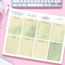 Logo Name Olive Green Watercolor Weekly Planner