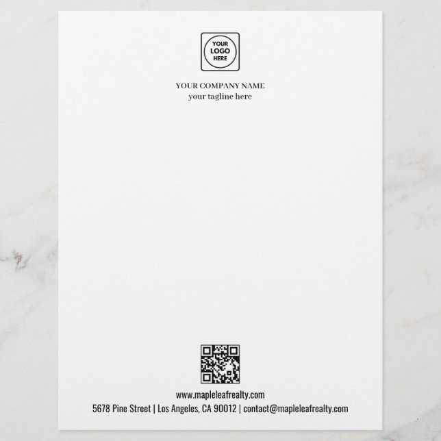 Logo Name QR Code Website Business letterhead Briefbogen (Vorderseite)