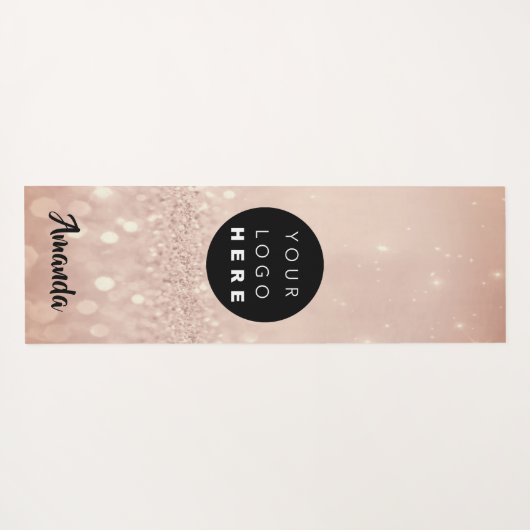 Logo Name Rose Blush Glitzer Girly Geschenkidee Yogamatte (Rückseite (Horizontal))