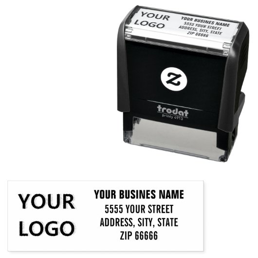 Logo Name Rücksendeadresse Selbstfärbender Stempel (Beispiel)