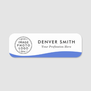 Logo Name Titel blaue Welle weiß modern Namensschild