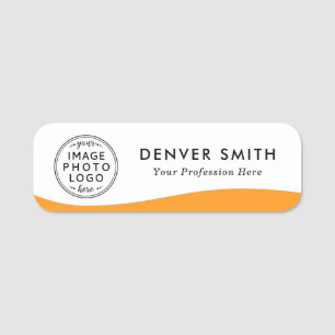 Logo-Name-Titel orange Welle weiß modern Namensschild