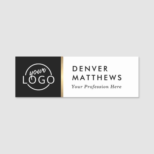 Logo, Name und Titel Klasse Schwarz-weiß Namensschild (Vorderseite)