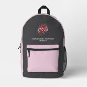 Logo & Name Upload Grau / Hellrosa Bedruckter Rucksack (Vorderseite)
