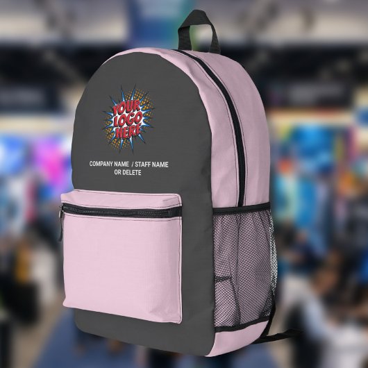 Logo & Name Upload Grau / Hellrosa Bedruckter Rucksack