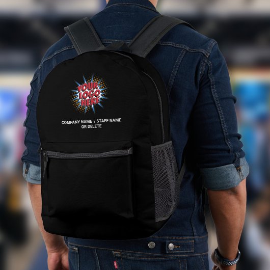 Logo & Name Upload Schwarz Bedruckter Rucksack
