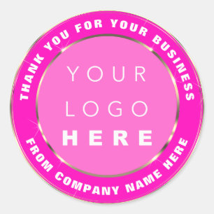 Logo Name Web Danke Gold Frame Rosa Berry Runder Aufkleber