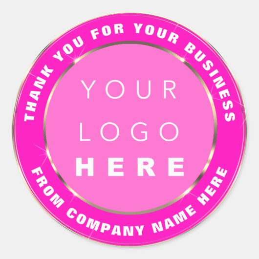 Logo Name Web Danke Gold Frame Rosa Berry Runder Aufkleber (Vorderseite)